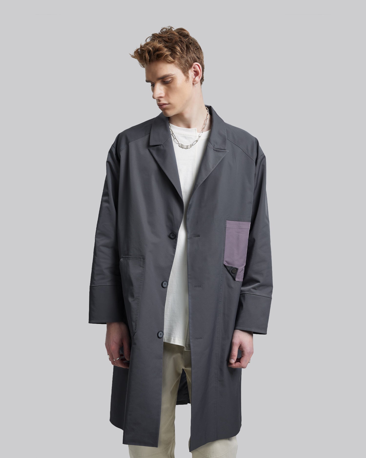 Diamond-Shape Pocket Long Coat image 3