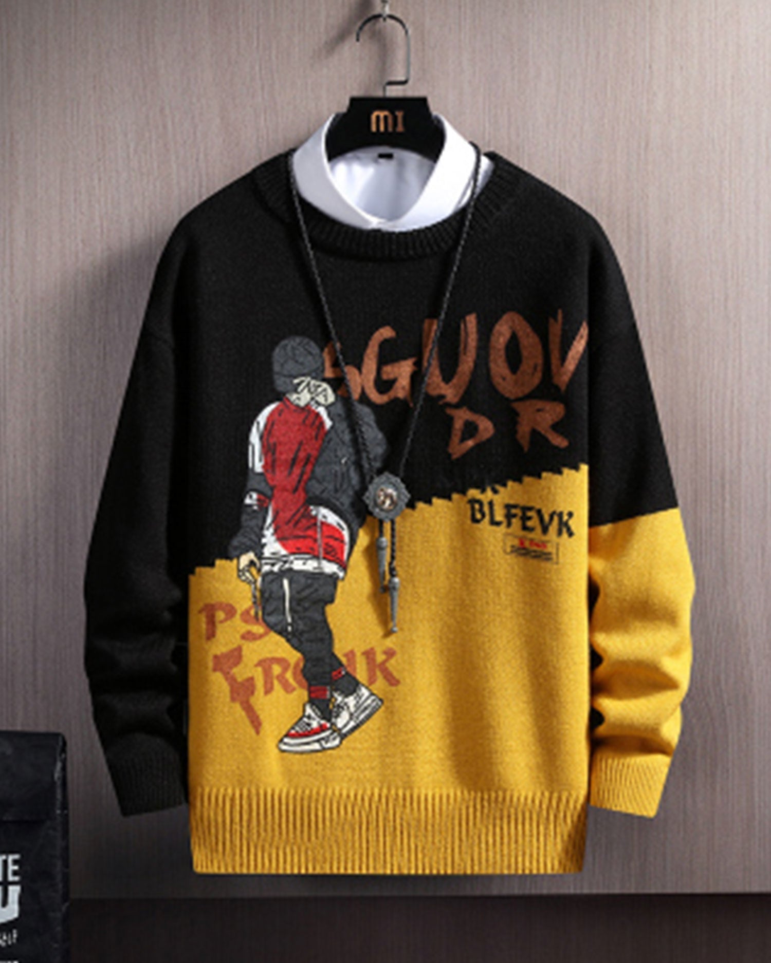 Printed Colorblock Knit Jumper - Classic Yellow, M image