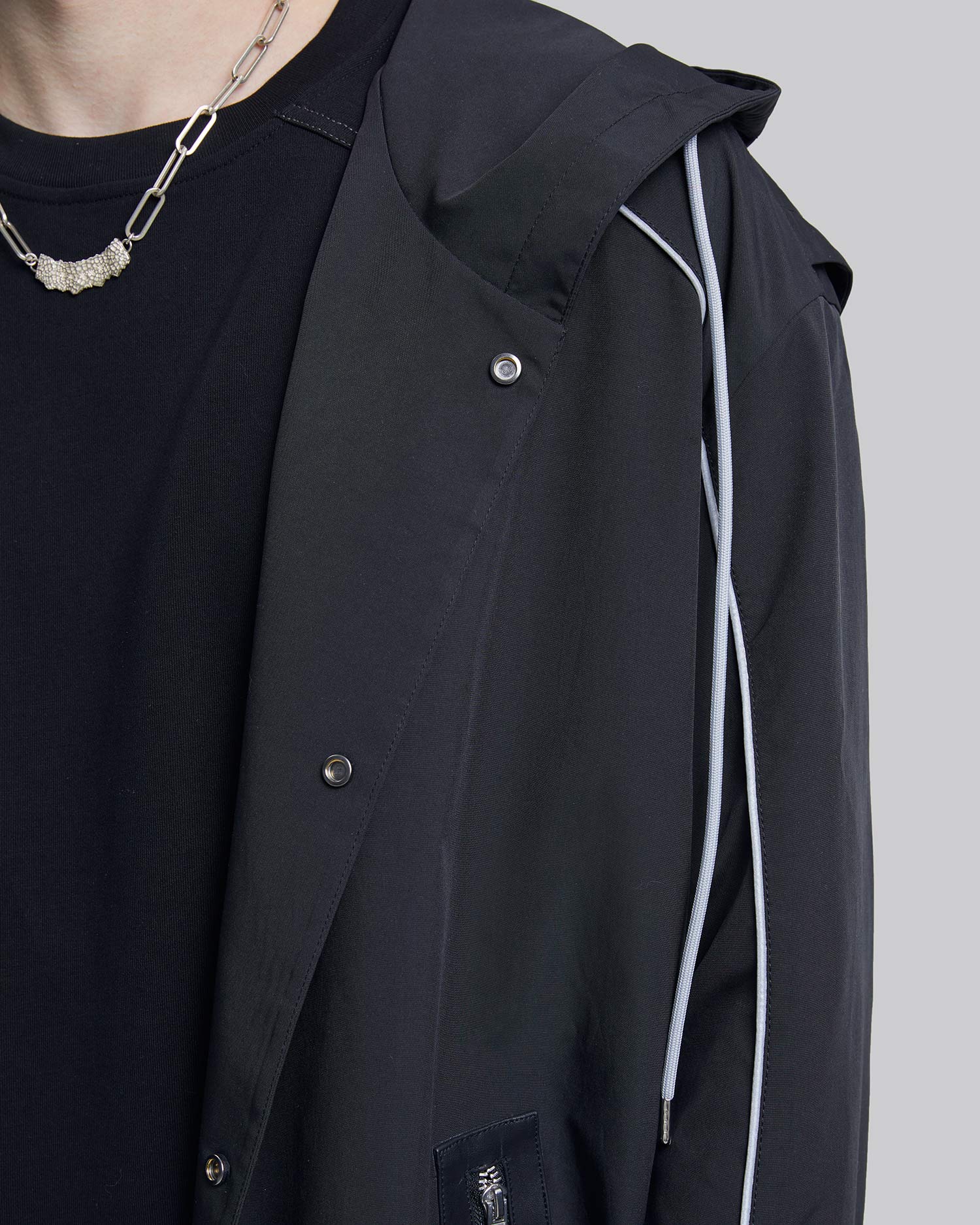 Back Graphic Hooded Long Coat image 5