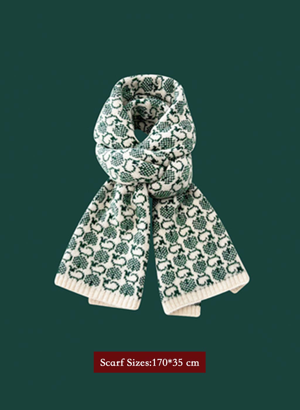 Winter Retro Warm Christmas Plaid Scarf - Spring Green, OS image