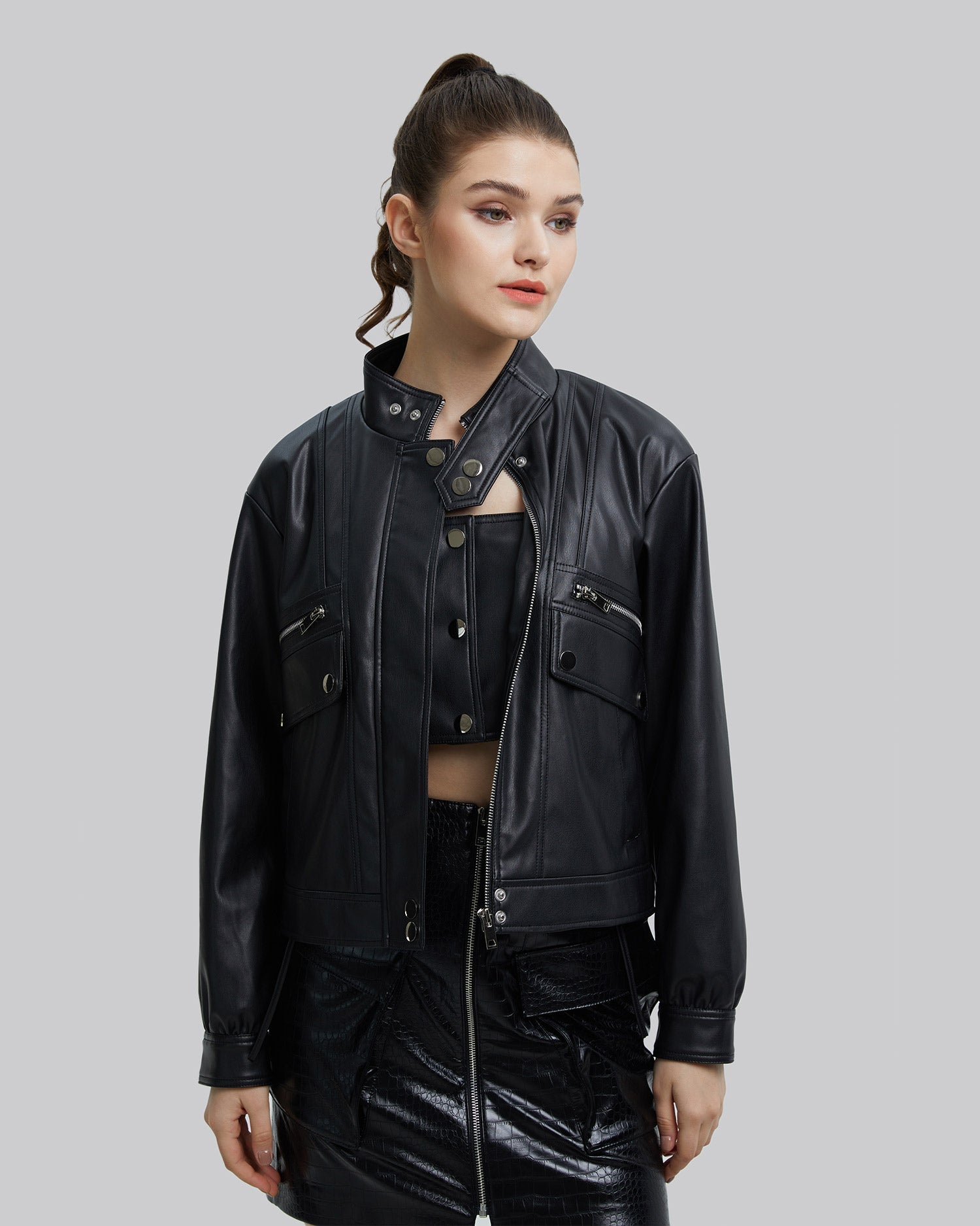 Faux-Leather Biker Jacket image 2
