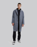 Single-Faced Paneled Wool Coat - Black &amp; Grey, M image