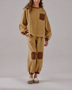 Fleece Color-Block Joggers - Sand Brown, S image
