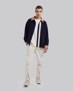 Contrast Panel Wool Overshirt - Dark Blue, M image