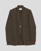 1 × Linen Layered Blazer - Taupe, S image