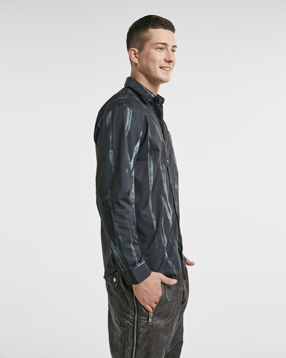 Irregular Striped Print Long-Sleeve Shirt image 4