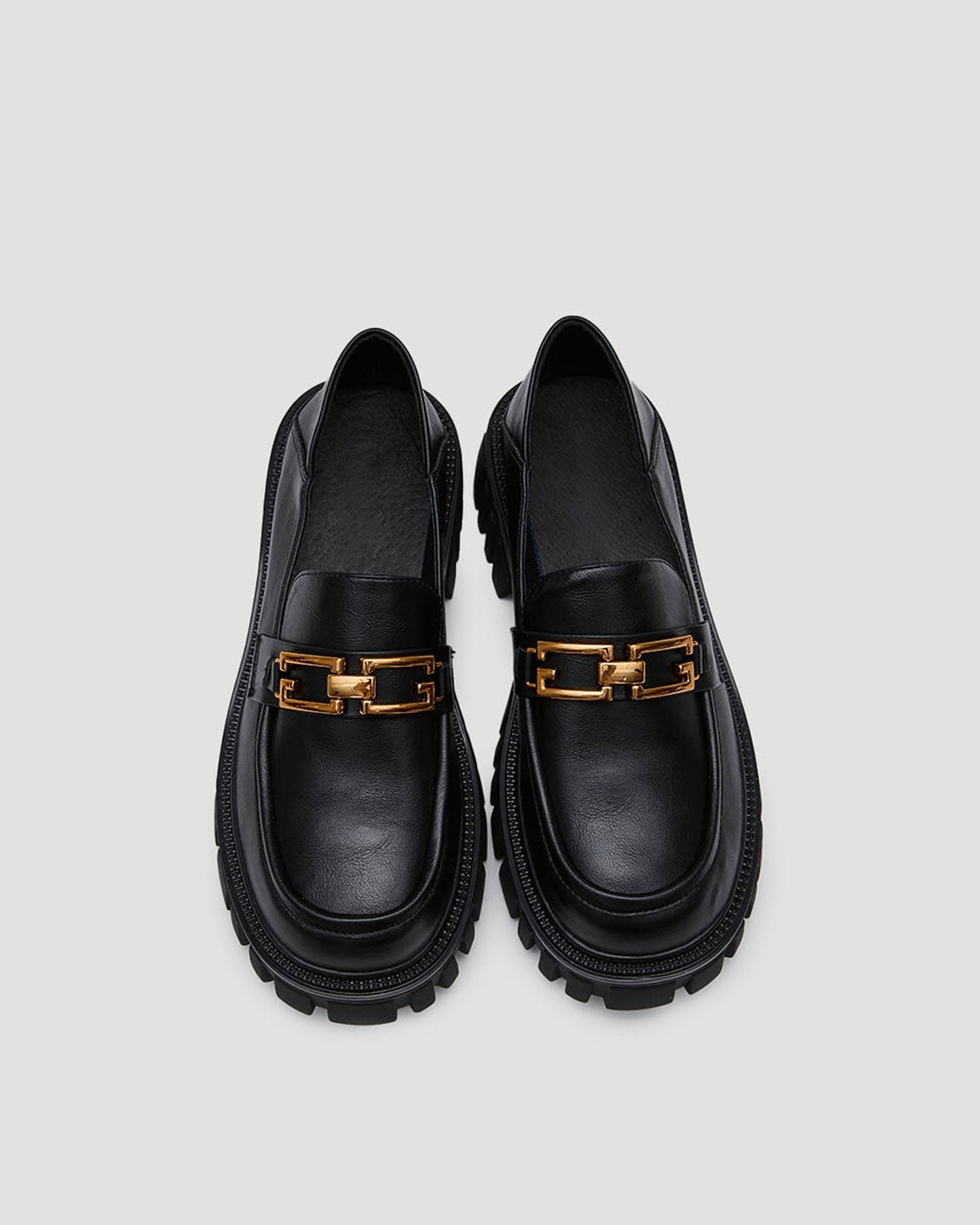 Leather Loafers With Chain - Black, 8 image