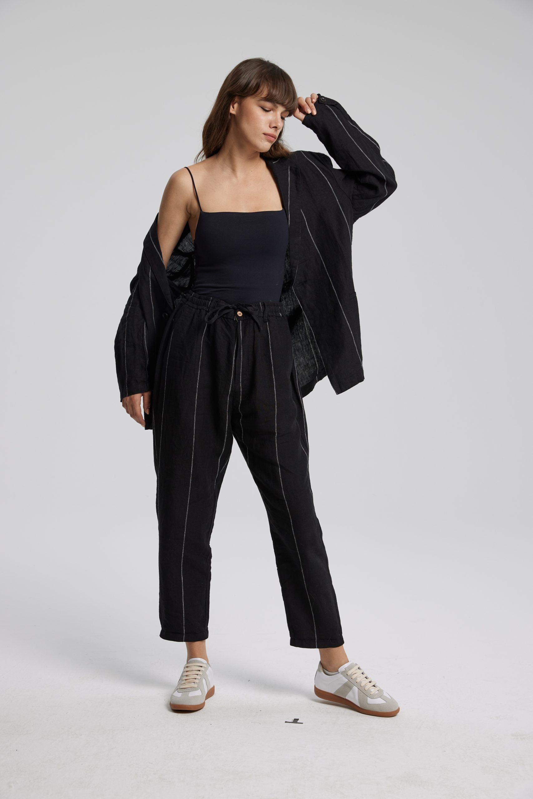 1 × Linen Striped Trousers image 3