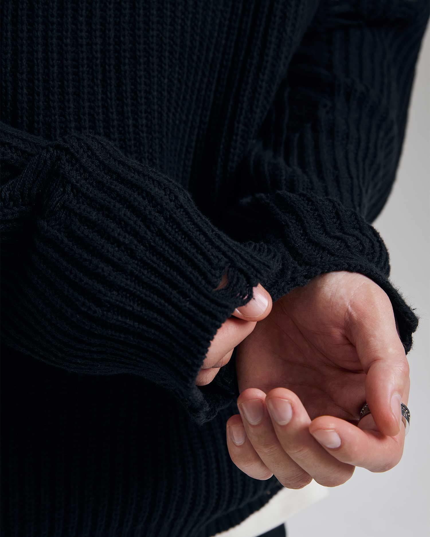 1 × Distressed Crewneck Sweater image 3