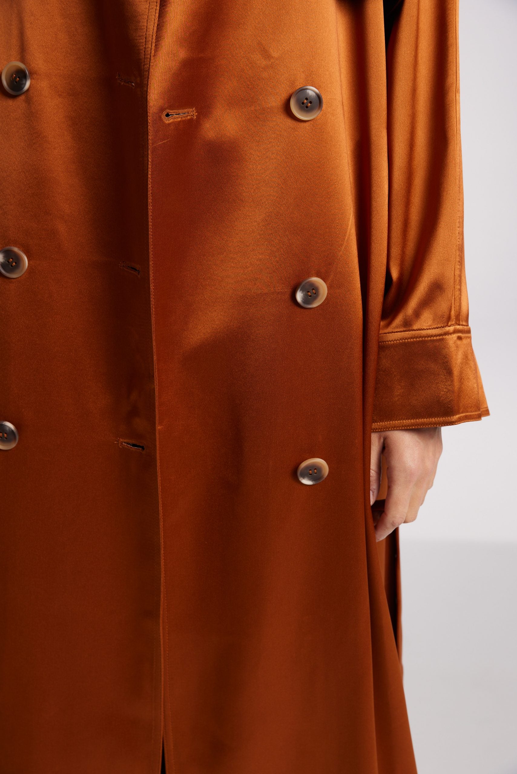 Draped Double-Breasted Trench Coat image 7