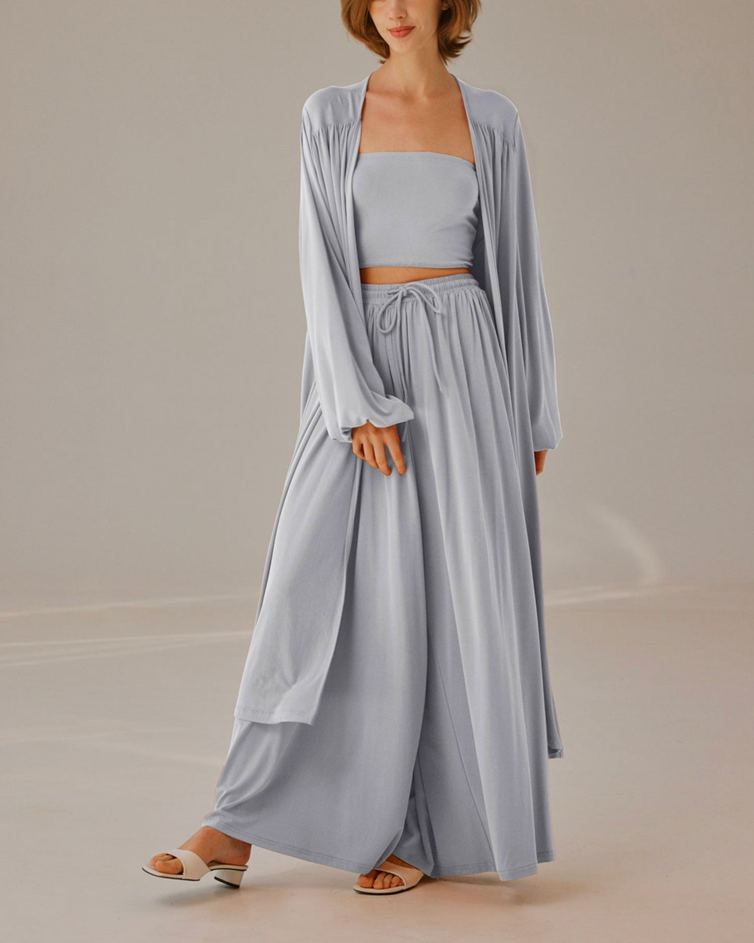Maxi Pleated Cardigan - Alice Blue, XL image