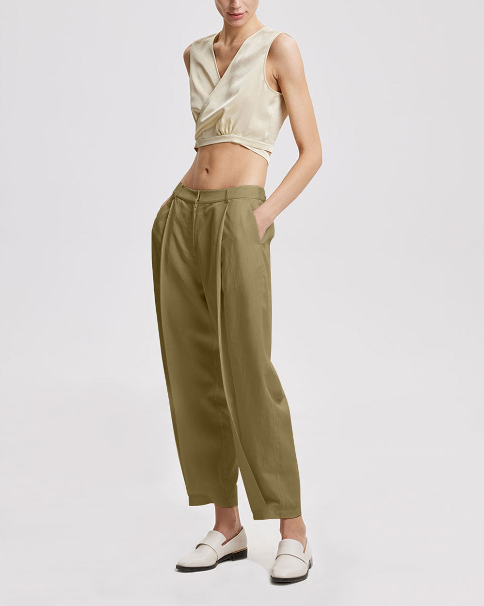 Linen Tapered Pants - Mustard, XS image