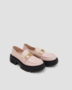 Shiny Leather Loafers With Chain - MistyRose, 8 image