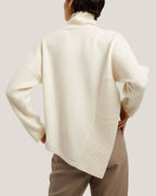 Asymmetrical Slit 100% Wool Sweater image 2
