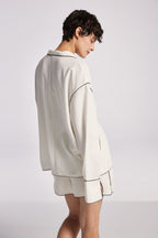 Silk Contrast Pajama Set image 3