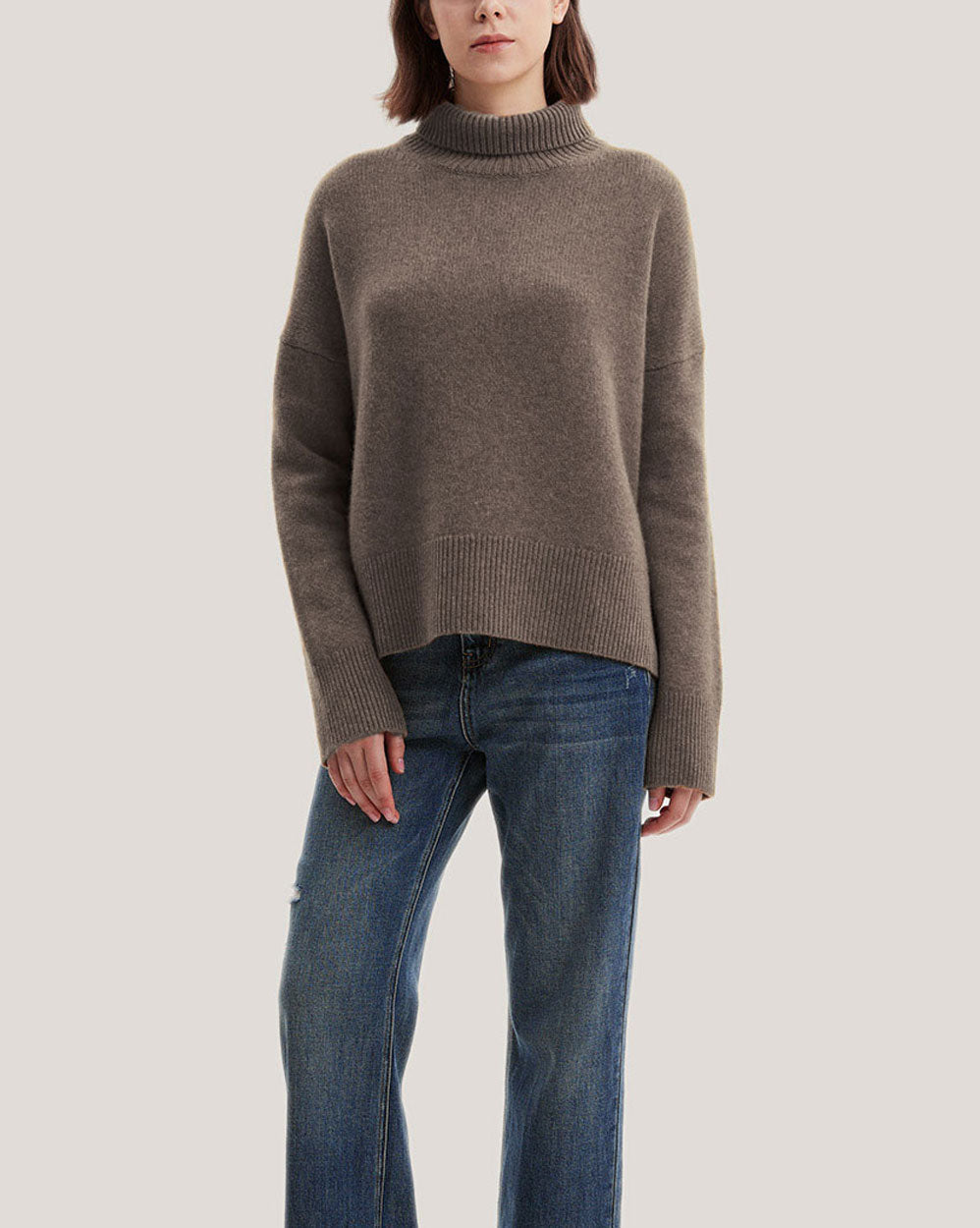 Turtleneck Wool-Yak Blend Sweater - Bistre, L image