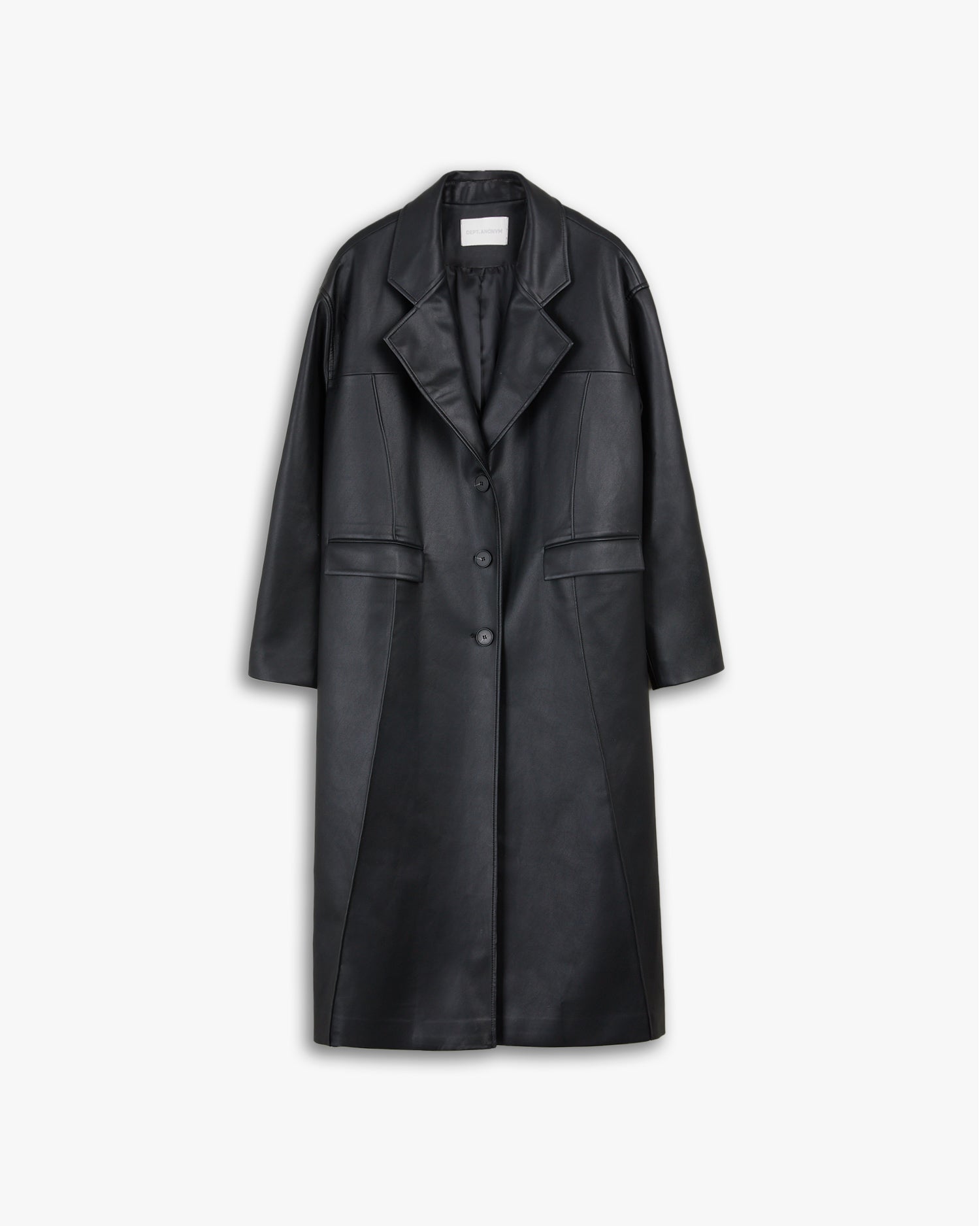 Faux Leather Coat with Pinched Pleats image 0