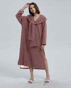 Lounge Dress With Hooded Scarf - Coral Pink, XL image