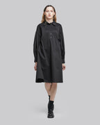 Long Sleeve Cotton-Blend Dress - Black, XL image
