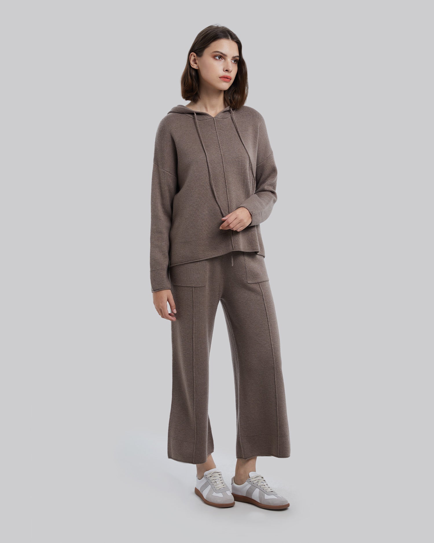 Side Slit Woolen Hoodie Set image 1