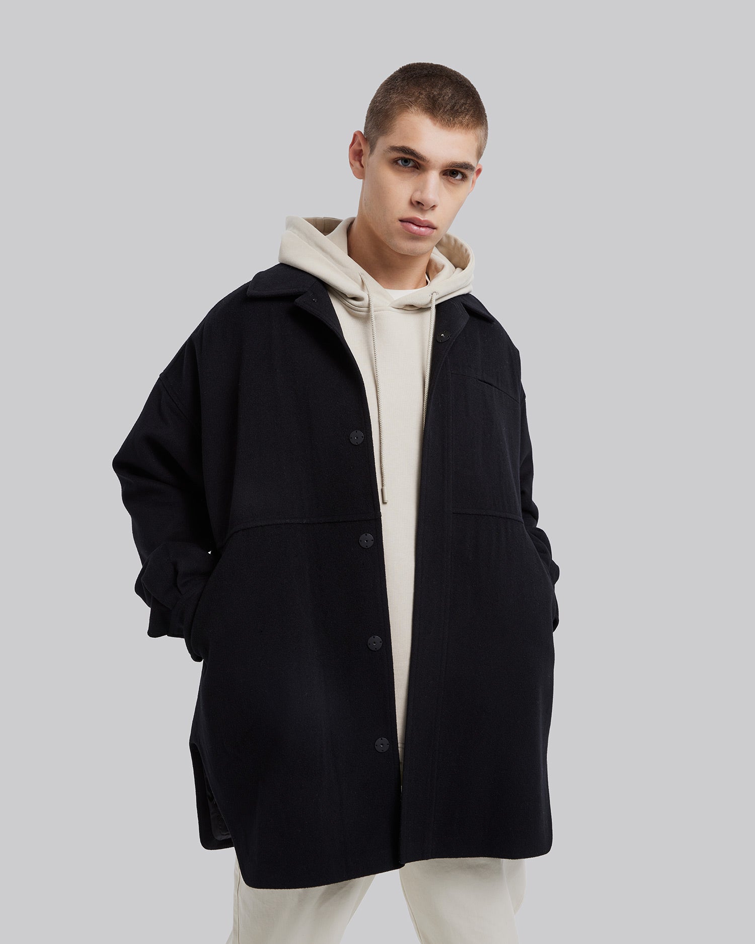 Black Oversized Wool Overshirt image 1