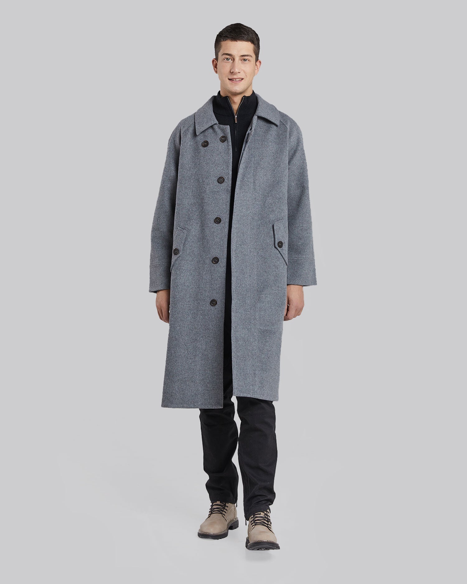 Wool-Cashmere Long Coat - Fossil, L image