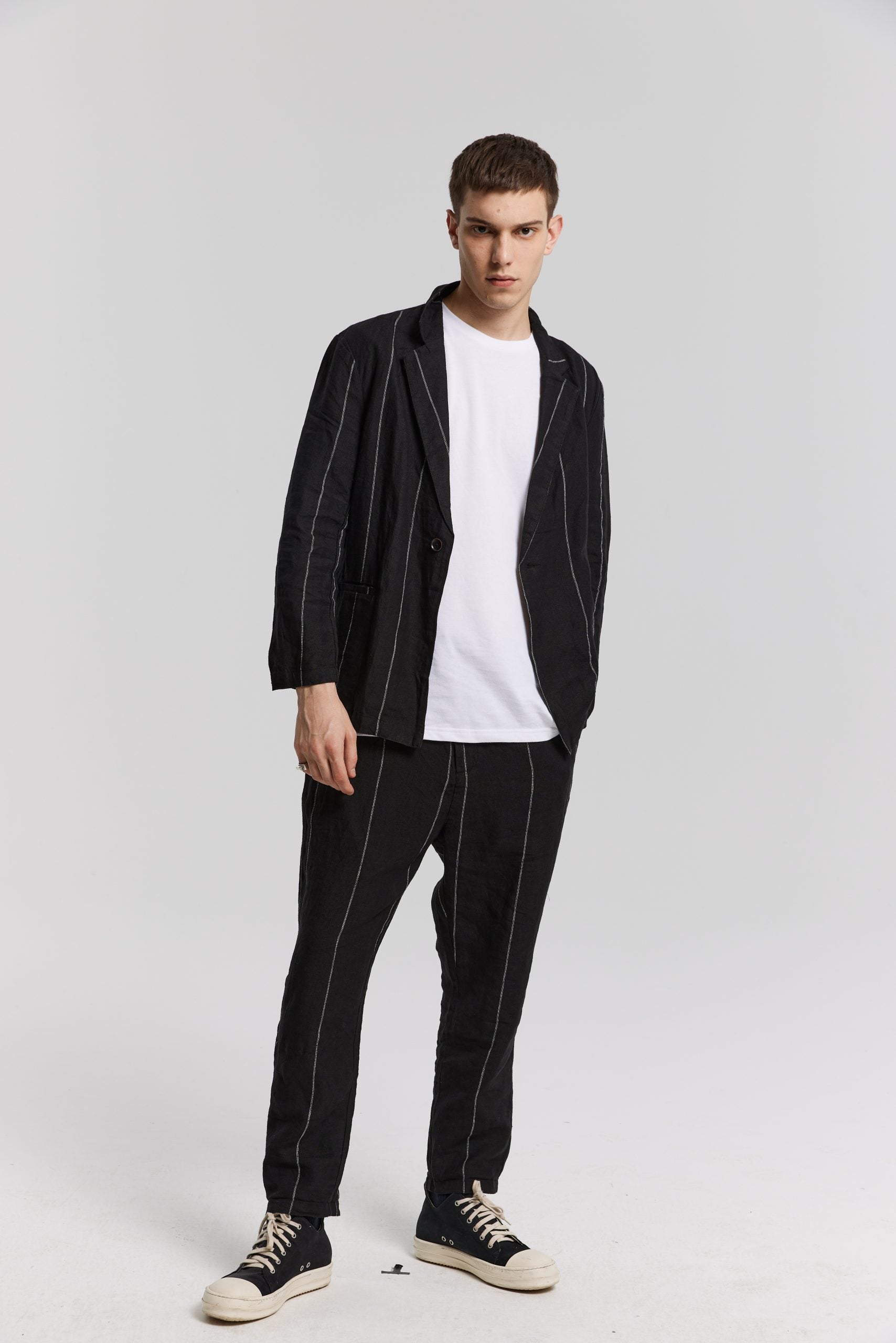 1 × Linen Striped Blazer image 1